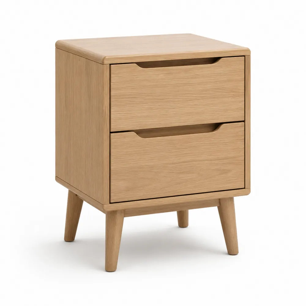 Nachttisch 40x35x55 cm mit 2 Schubladen aus MDF Holzdekor Natur