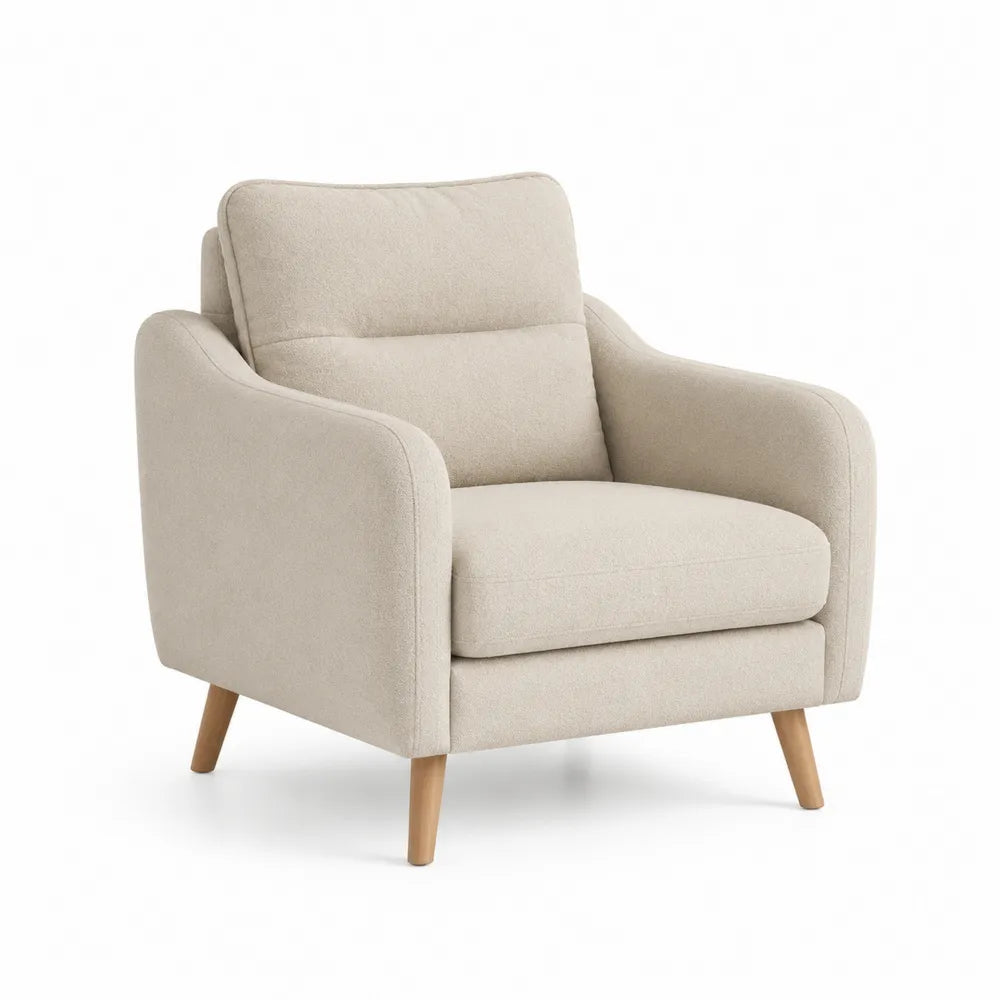 Polstersessel mit Armlehnen Polyesterbezug Kiefernholzbeine Beige 75 x 85 x 95 cm