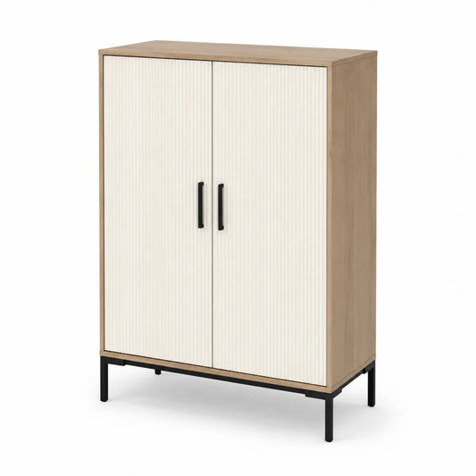 Sideboard mit Türen MDF Metallgestell Beige Schwarz 120 cm x 40 cm x 120 cm