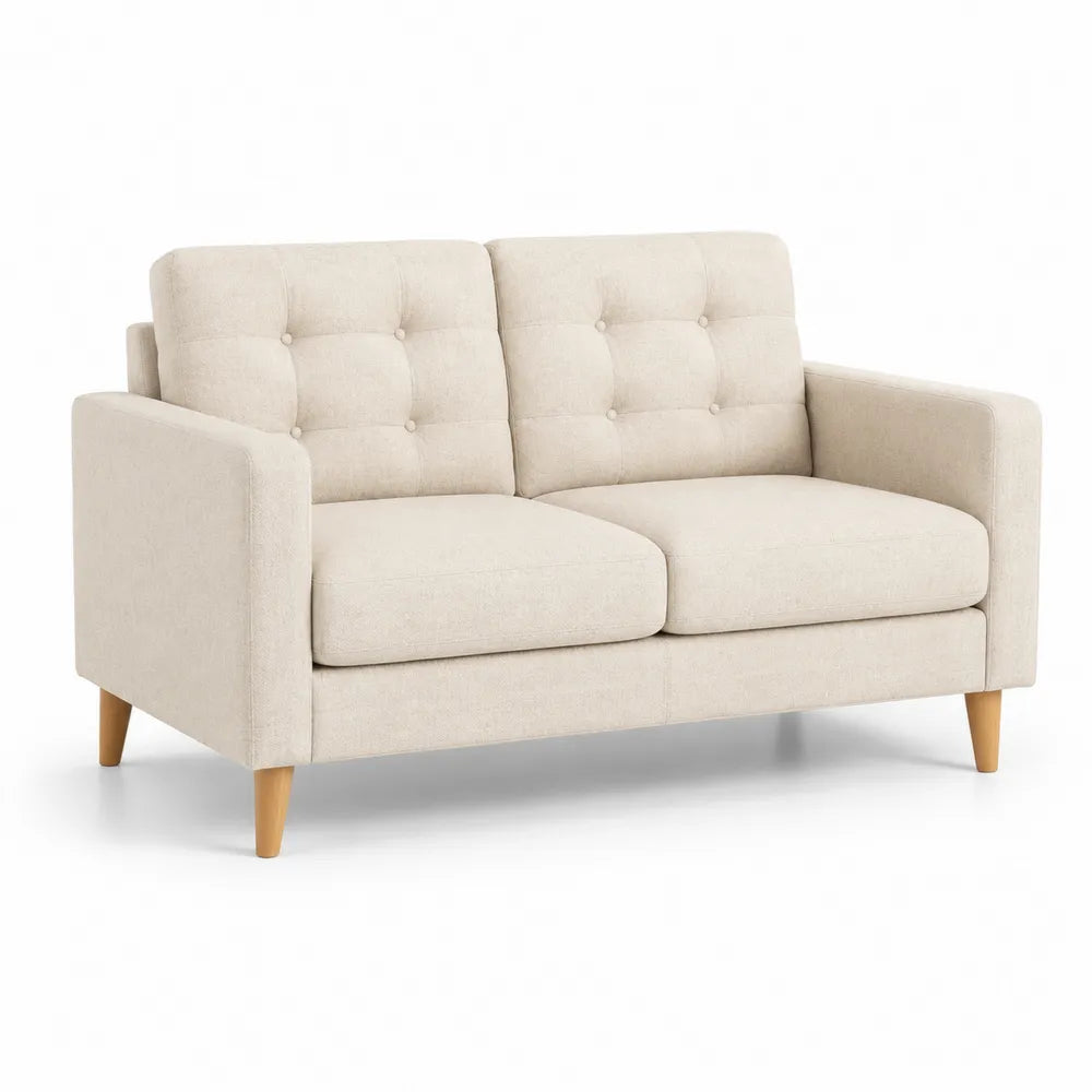 Sofa 2 Sitzer 180x90x85 cm Polstersofa mit Polyesterbezug und Kiefernholzbeinen Beige
